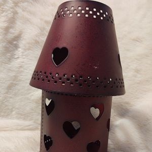 Primitive Punched Tin Candle Holder EUC